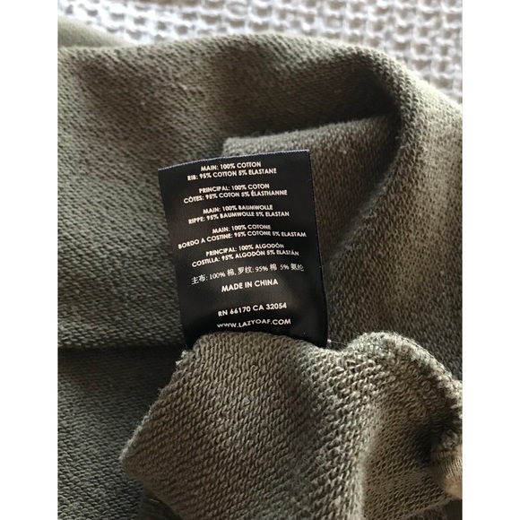 Lazy Oaf Military Green Sweatshirt Dress Size Medium Black Small - Picture 5 of 6